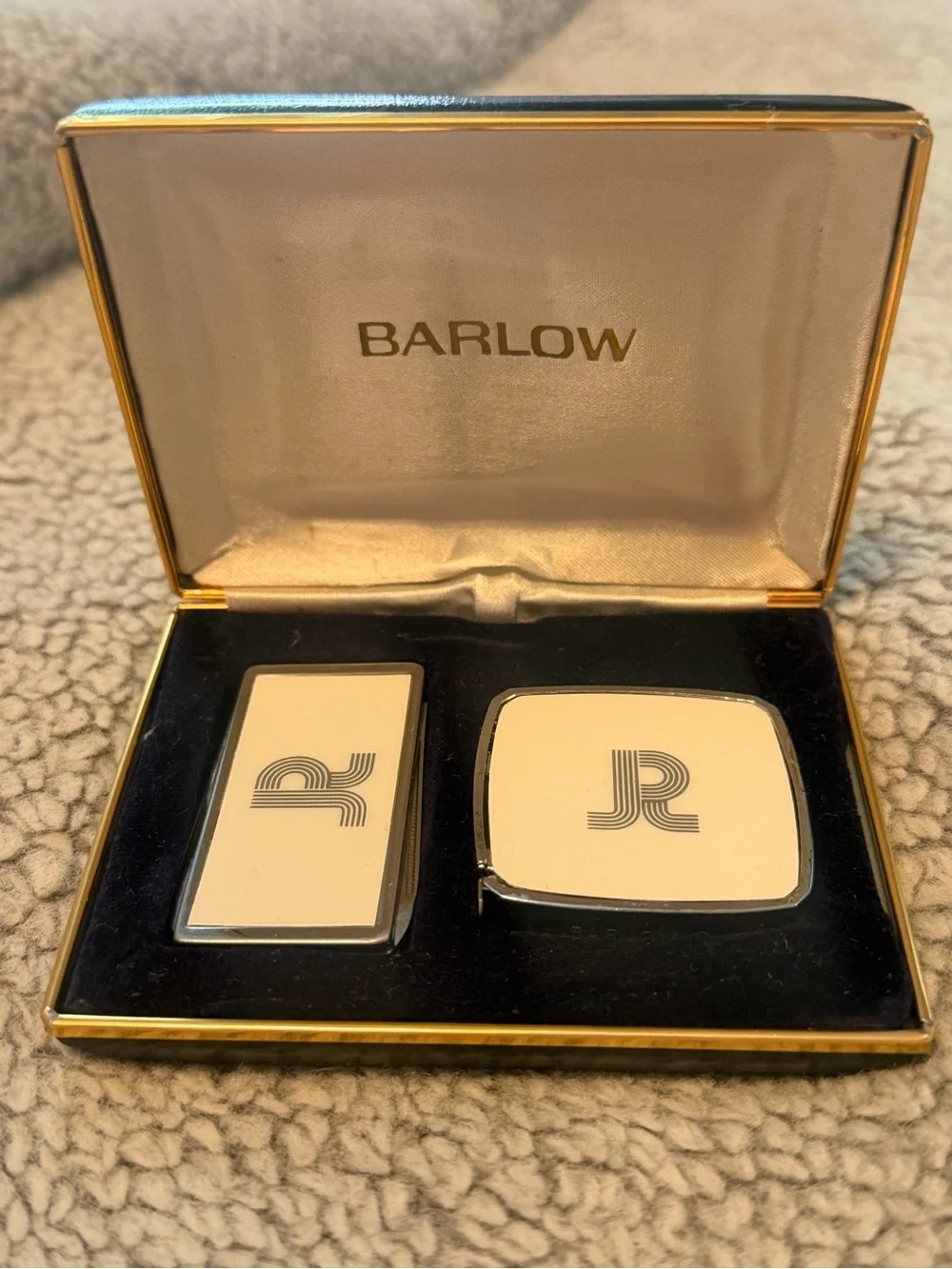 Vintage Barlow Executive Gift Set Pocket Knife Money Clip & Tape Measure Boxed